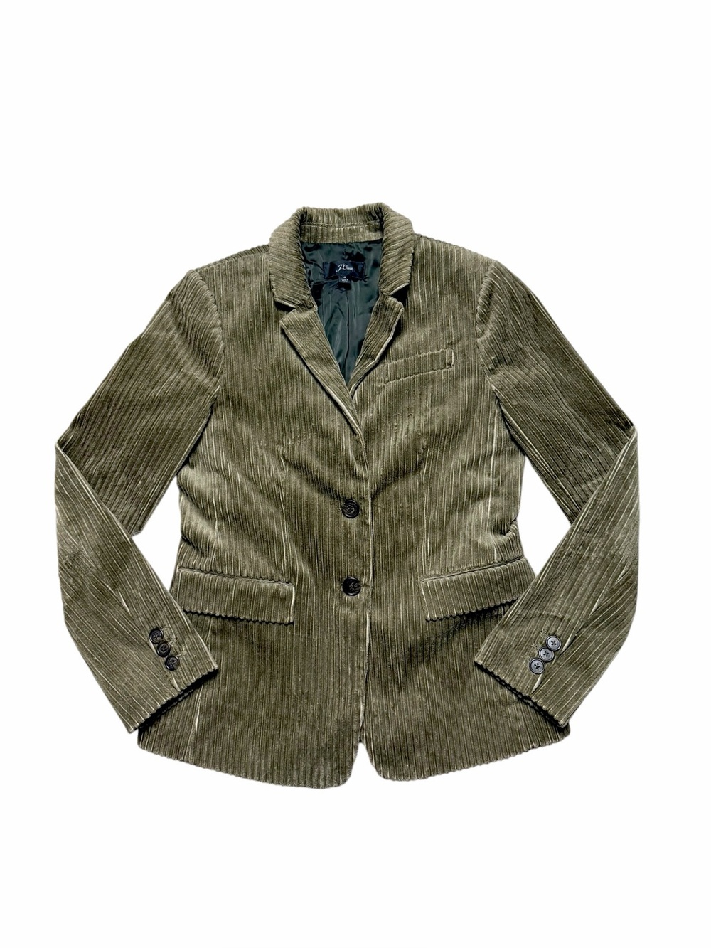 J.Crew Olive Wide Wale Corduroy Blazer Jacket 6 Cotton Tailored Career Chic